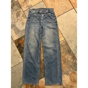 American Eagle Straight Leg Jeans Sz 00 Light Wash High Rise Vintage Style Denim